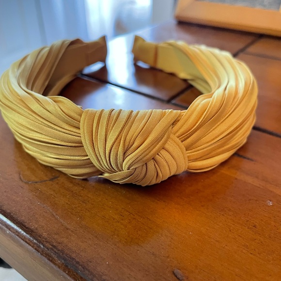 Anthropologie Accessories - Anthropologie Mustard Yellow Pleated Top Knot Headband
